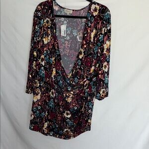 Chenault Burgundy Floral Long Sleeve Dress